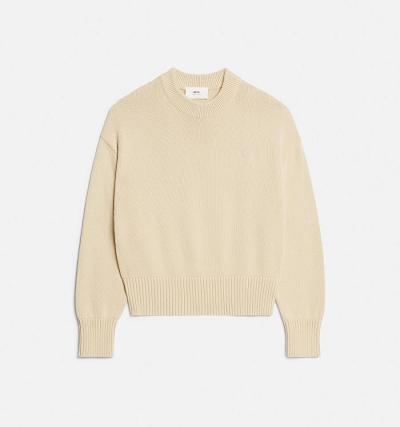 Beige Ami Paris Ami de Coeur Crewneck Sweaters | ami_IE157