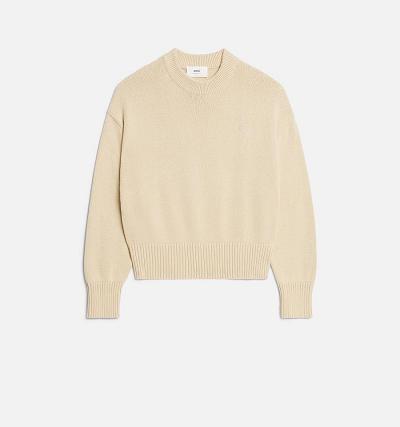 Beige Ami Paris Ami de Coeur Crewneck Sweaters | ami_IE505