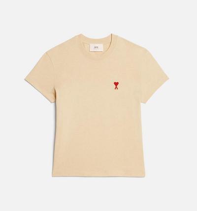 Beige Ami Paris Ami de Coeur T Shirts | ami_IE200