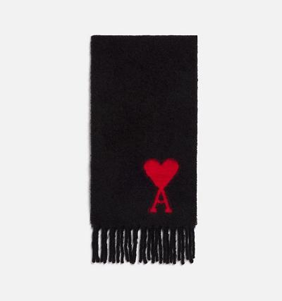 Black Ami Paris Oversized Ami De Coeur Scarves | ami_IE375