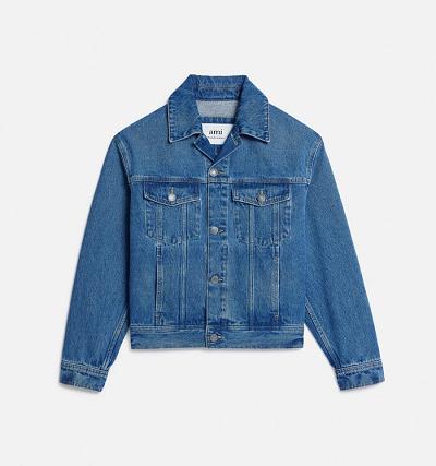 Blue Ami Paris Boxy Fit Denim Jackets | ami_IE363