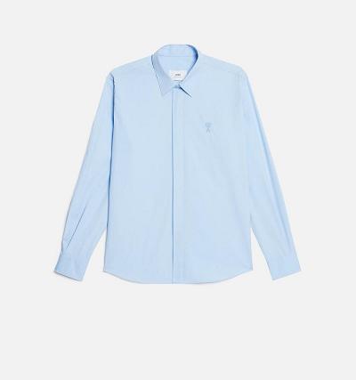 AMI Paris Blue & White Camp Collar Shirt