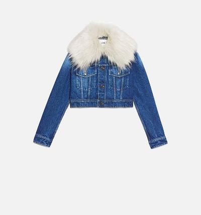 Blue Ami Paris With Synthetic Fur Collar Jackets | ami_IE326