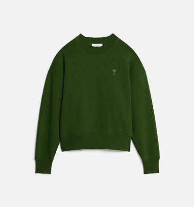 Green Ami Paris Ami de Coeur Sweatshirts | ami_IE615