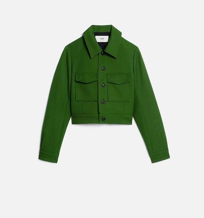 Green Ami Paris Buttoned Jackets | ami_IE345