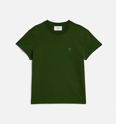 Green Ami Paris Tonal Ami de Coeur T Shirts | ami_IE242