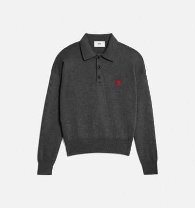 Grey Ami Paris Ami De Cœur Polo Polo Shirts | ami_IE294