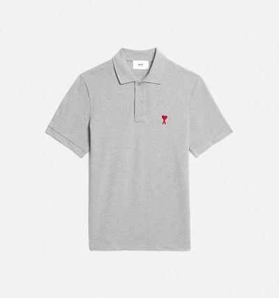 Grey Ami Paris Ami de Coeur Polo Polo Shirts | ami_IE560