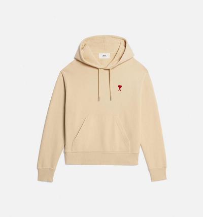 Khaki Ami Paris Ami de Coeur Hoodies | ami_IE137