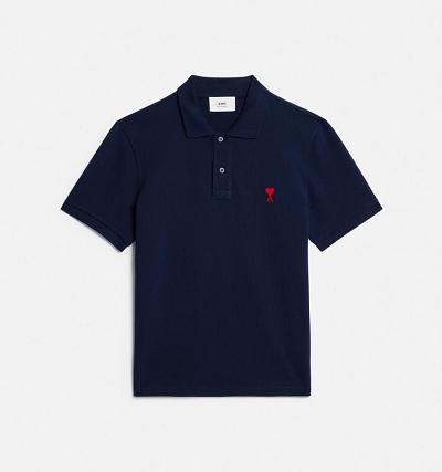 Navy Ami Paris Ami de Coeur Polo Polo Shirts | ami_IE135