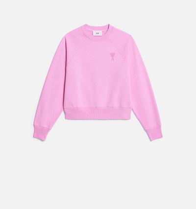 Pink Ami Paris Ami de Coeur Crewneck Sweatshirts | ami_IE553