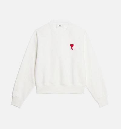 White Ami Paris Ami de Coeur Crewneck Sweatshirts | ami_IE232