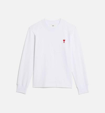 White Ami Paris Ami de Coeur Long Sleeves T Shirts | ami_IE269