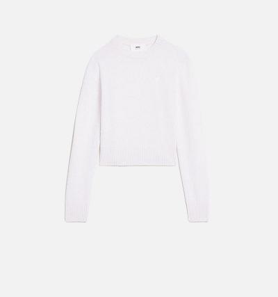 White Ami Paris Tonal Ami de Coeur Sweaters | ami_IE164