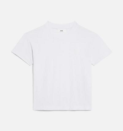 White Ami Paris Tonal Ami de Coeur T Shirts | ami_IE406