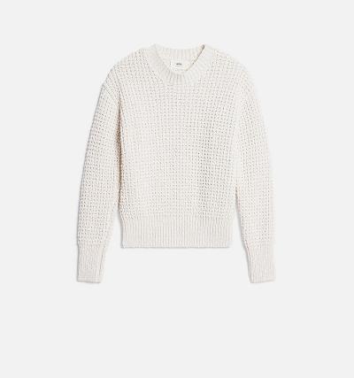 White Ami Paris Waffle Knit Sweaters | ami_IE353