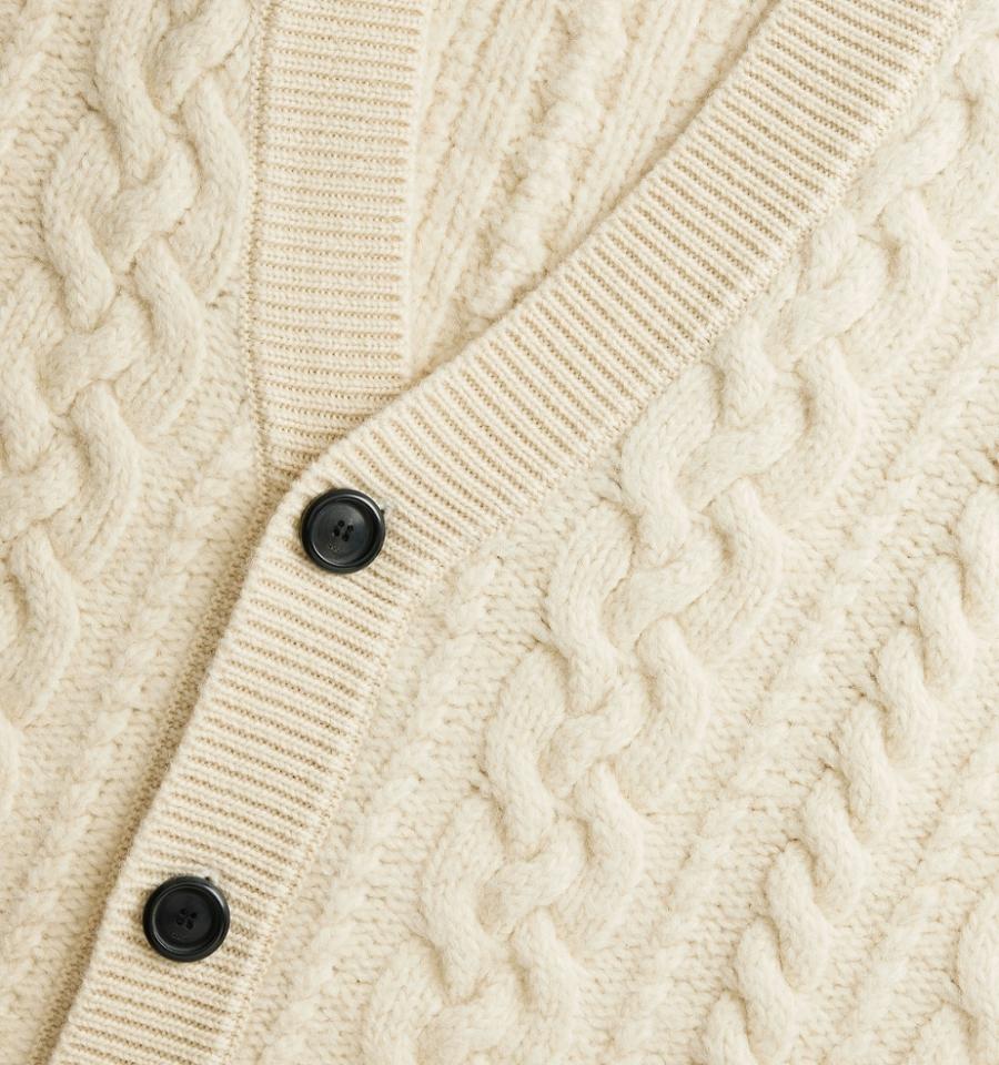 Beige Ami Paris Cable Knitted Cardigans | ami_IE219