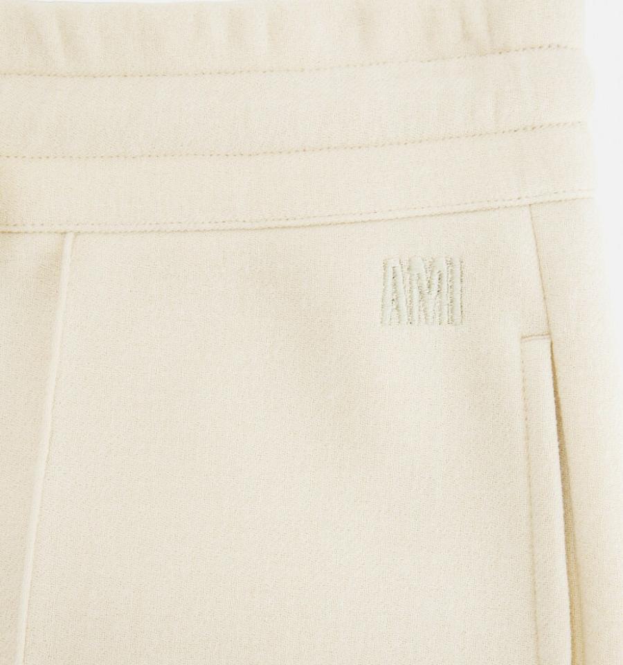 Beige Ami Paris Elasticated Waist Shorts | ami_IE361