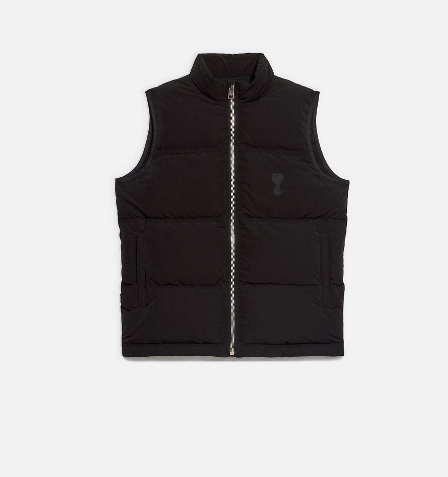 Black Ami Paris Ami De Cœur Sleeveless Down Jackets | ami_IE616