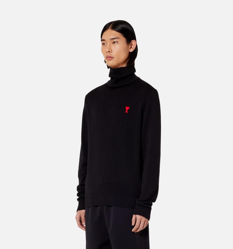 Black Ami Paris Ami De Cœur Turtlencek Sweaters | ami_IE383