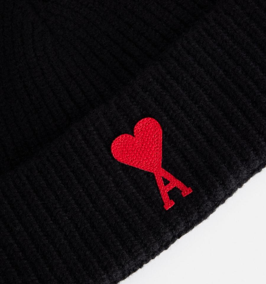 Black Ami Paris Ami de Coeur Beanies | ami_IE272