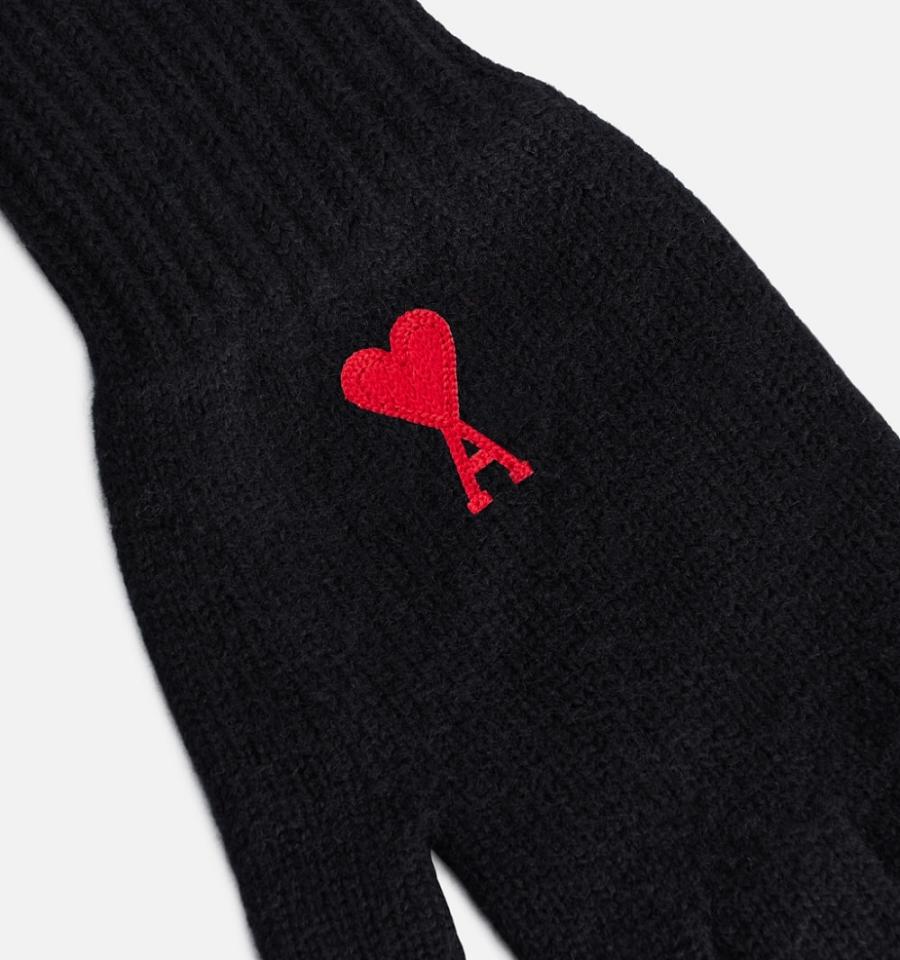 Black Ami Paris Ami de Coeur Gloves | ami_IE597