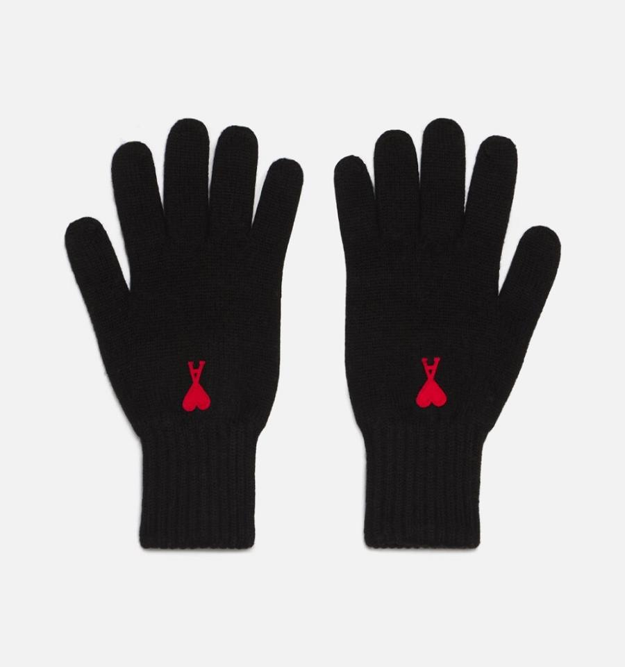 Black Ami Paris Ami de Coeur Gloves | ami_IE597