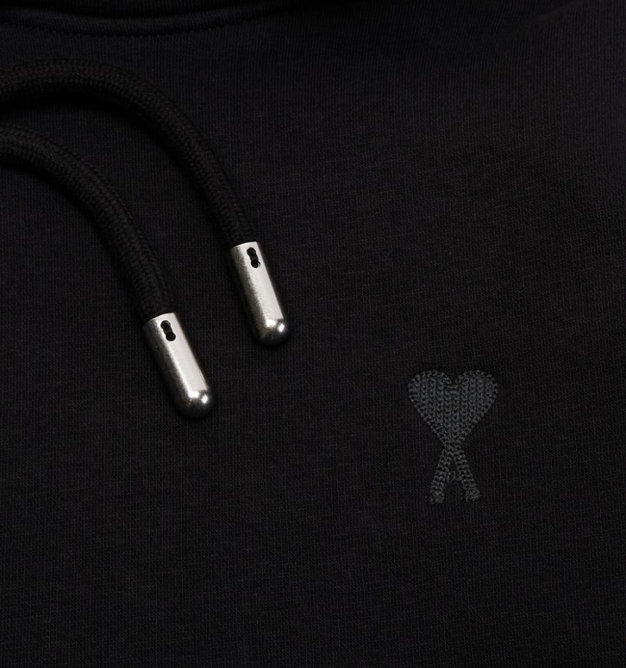 Black Ami Paris Ami de Coeur Hoodies | ami_IE102