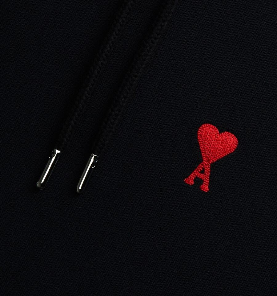 Black Ami Paris Ami de Coeur Hoodies | ami_IE290