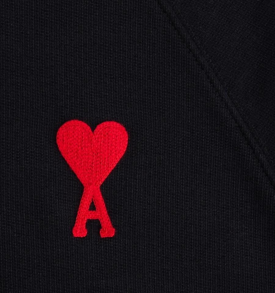 Black Ami Paris Ami de Coeur Hoodies | ami_IE456