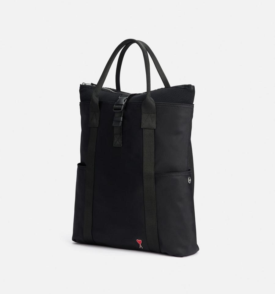 Black Ami Paris Ami de Coeur Hybrid Tote Backpacks | ami_IE481