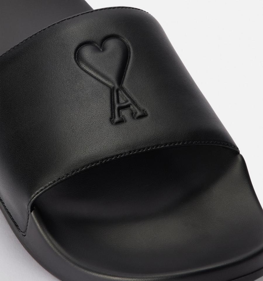 Black Ami Paris Ami de Coeur Slides | ami_IE577