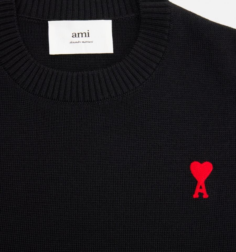 Black Ami Paris Ami de Coeur Sweaters | ami_IE281