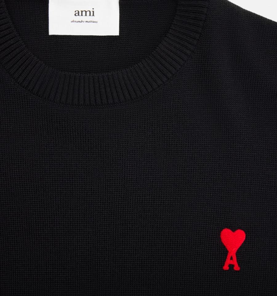 Black Ami Paris Ami de Coeur Sweaters | ami_IE438