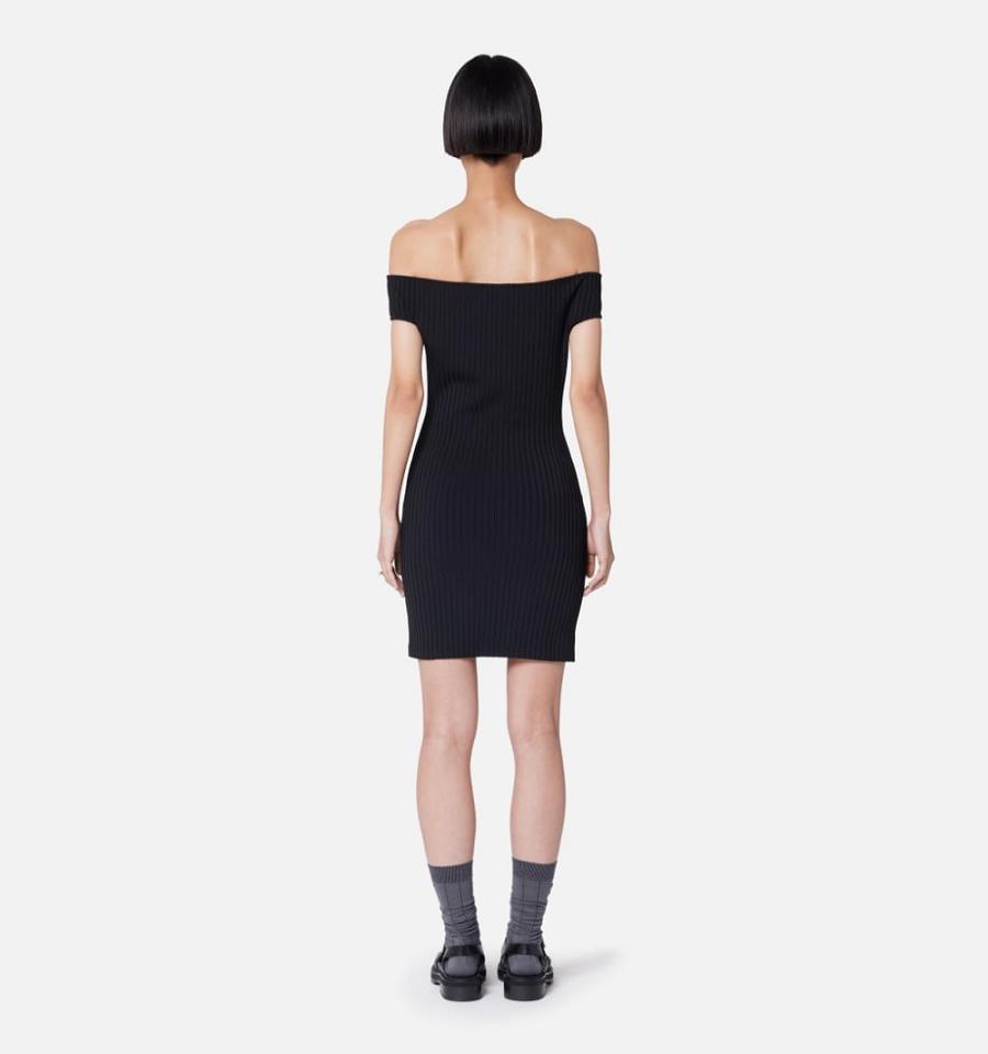 Black Ami Paris Bare Shoulder Mini Dresses | ami_IE463