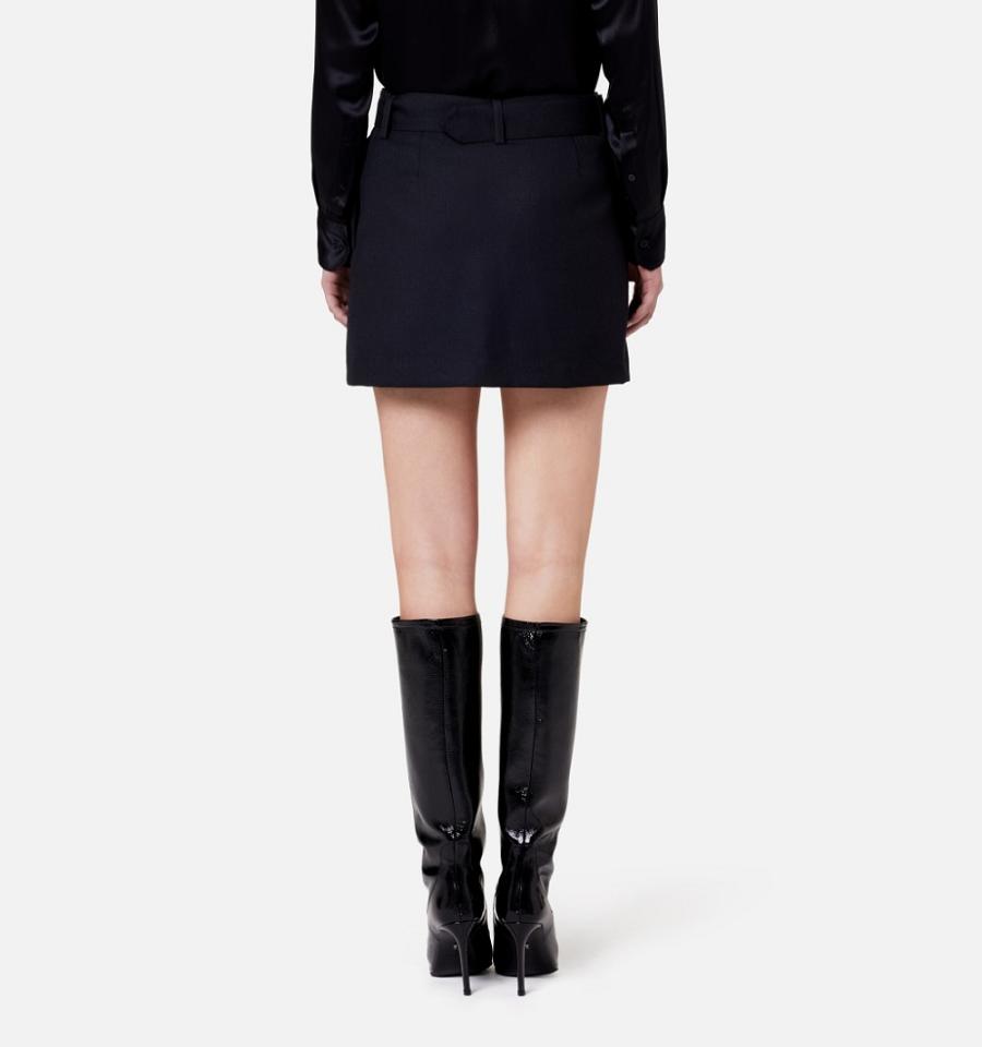 Black Ami Paris Belted Mini Skirts | ami_IE166