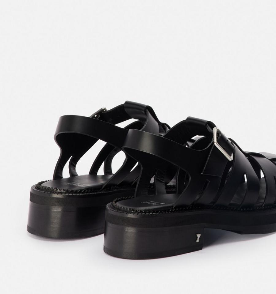 Black Ami Paris Fisherman Sandals | ami_IE126