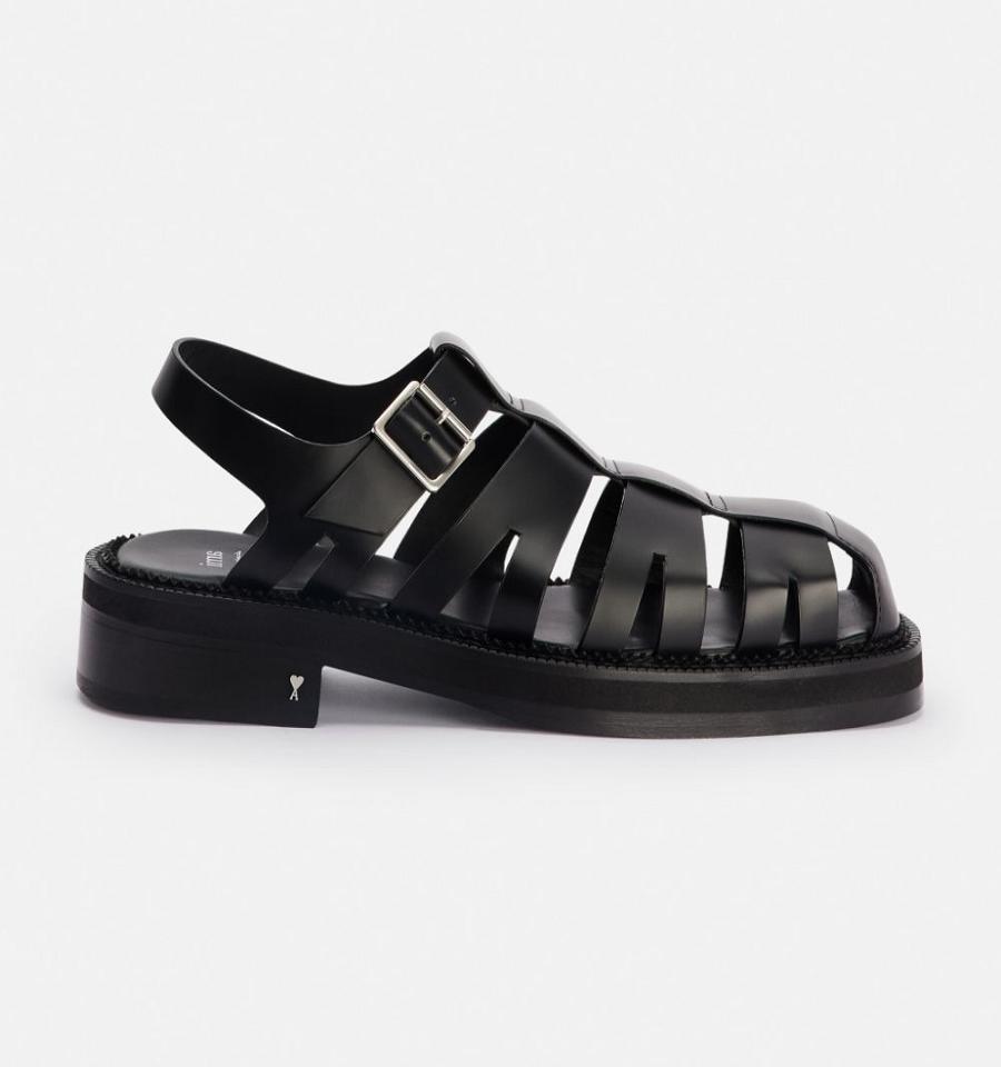 Black Ami Paris Fisherman Sandals | ami_IE126