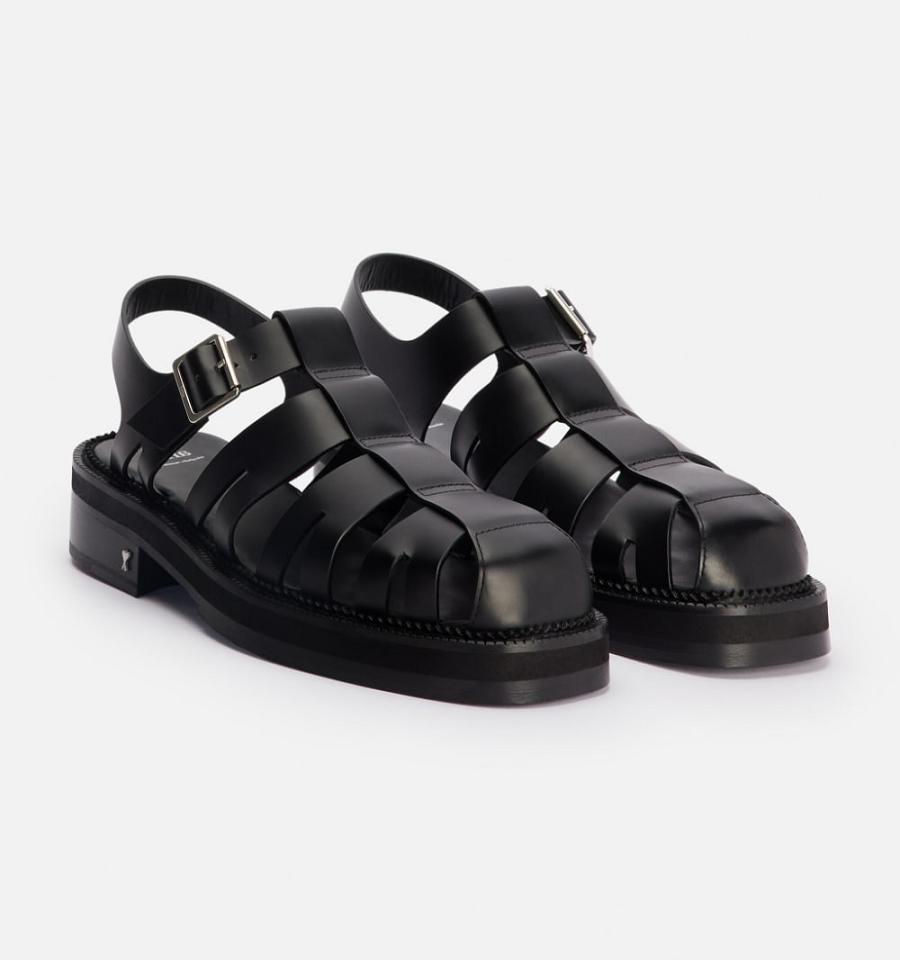 Black Ami Paris Fisherman Sandals | ami_IE133