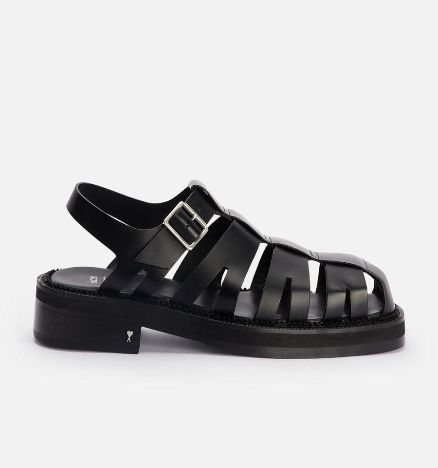 Black Ami Paris Fisherman Sandals | ami_IE133