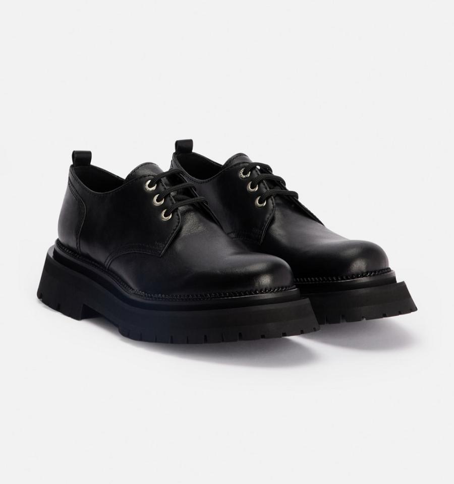 Black Ami Paris Round-Toe Derbies Shoes | ami_IE318