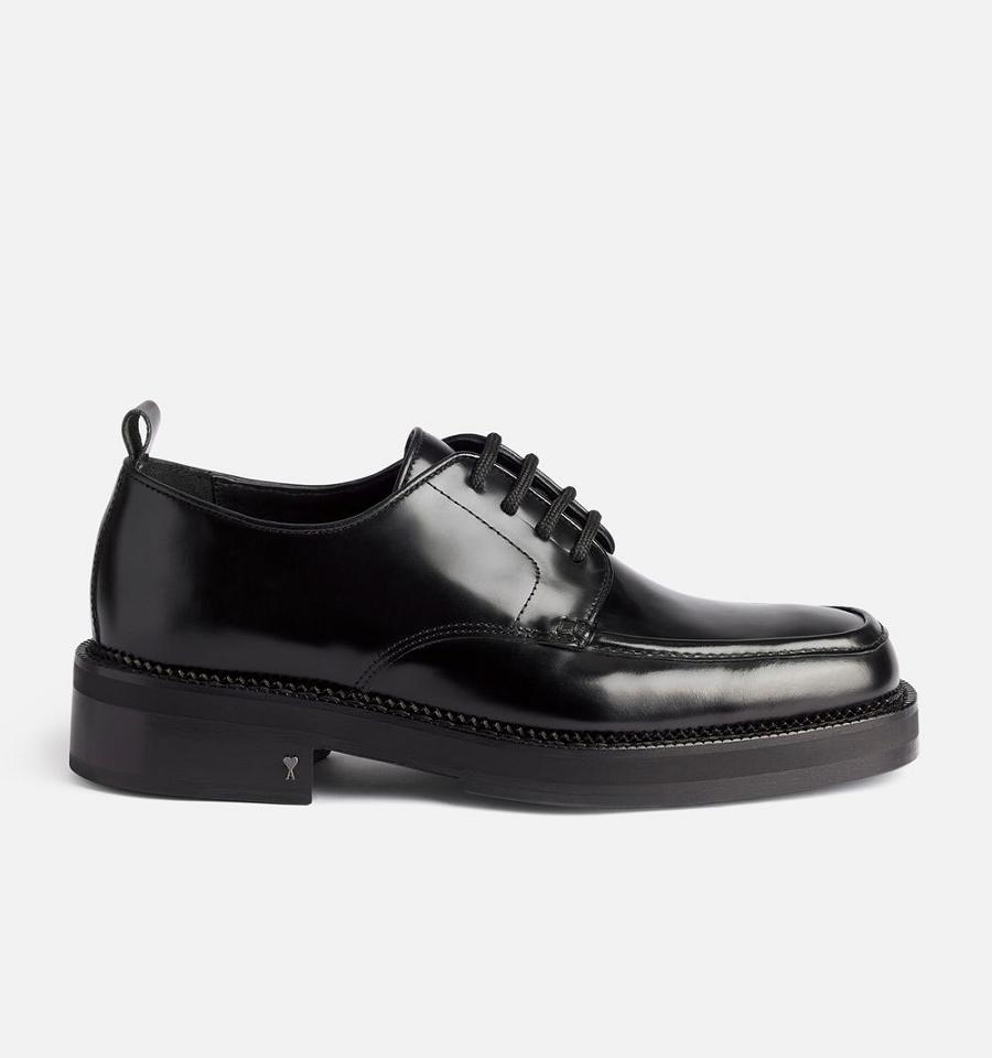 Black Ami Paris Square-Toe Derbies Shoes | ami_IE201