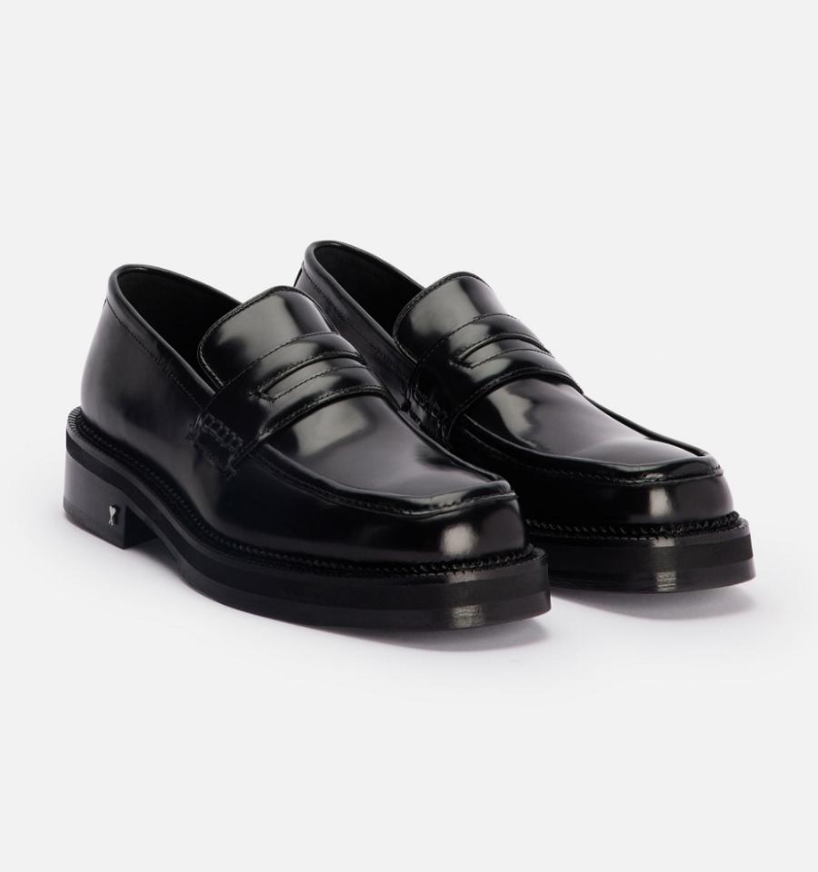 Black Ami Paris Square Toe Loafers | ami_IE336