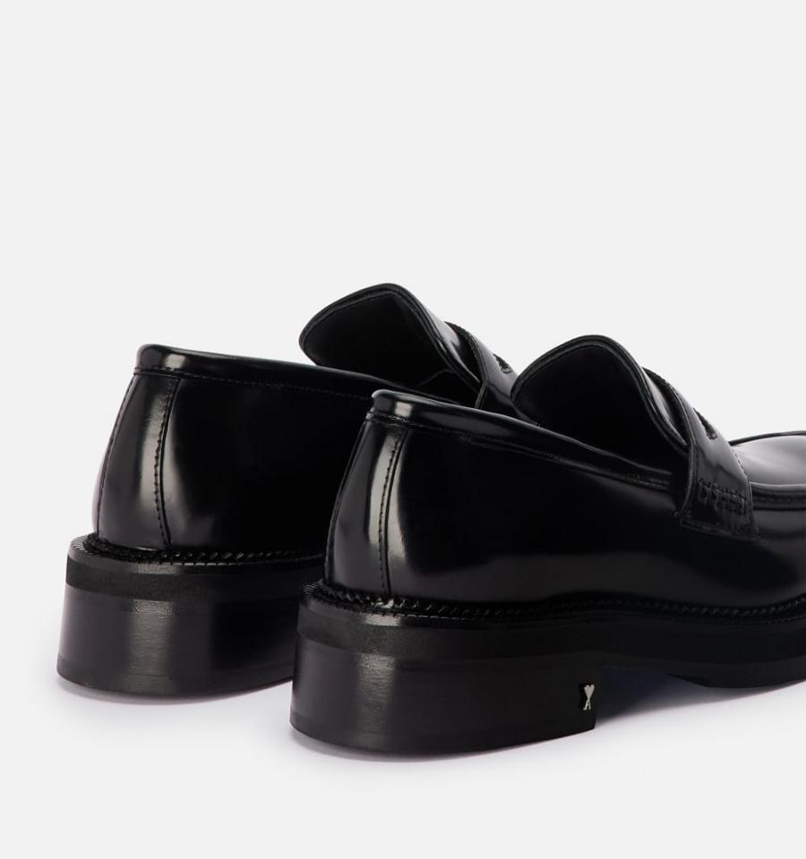 Black Ami Paris Square Toe Loafers | ami_IE336