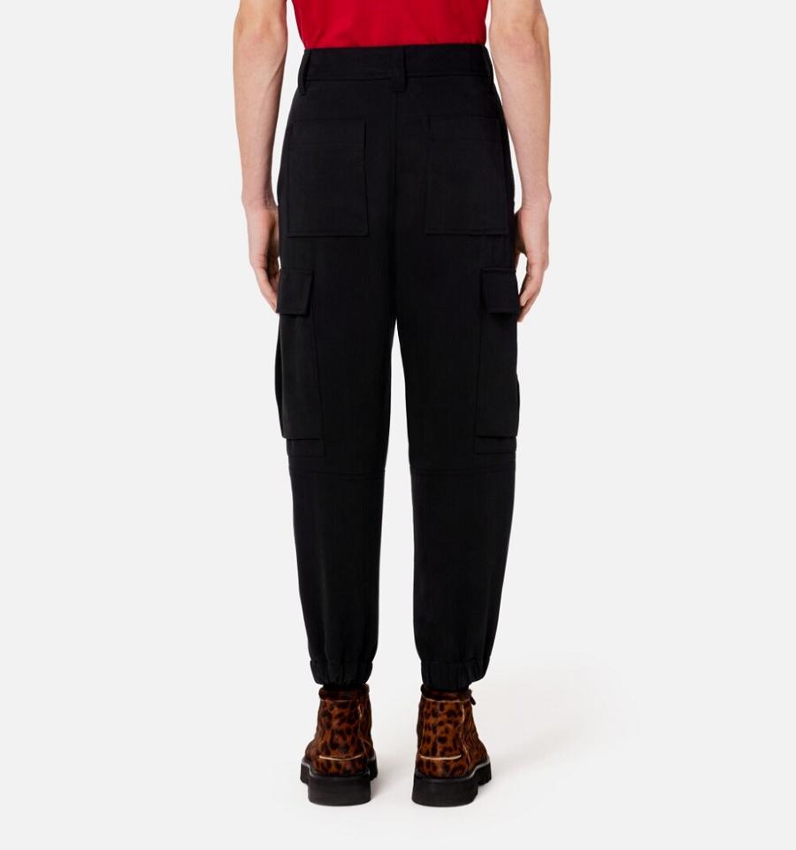 Black Ami Paris With Elasticated Ankles Cargo Pants | ami_IE591