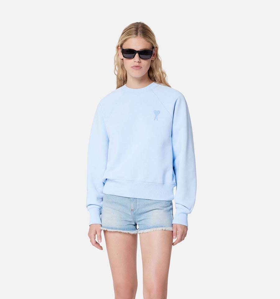 Blue Ami Paris Ami de Coeur Crewneck Sweatshirts | ami_IE434