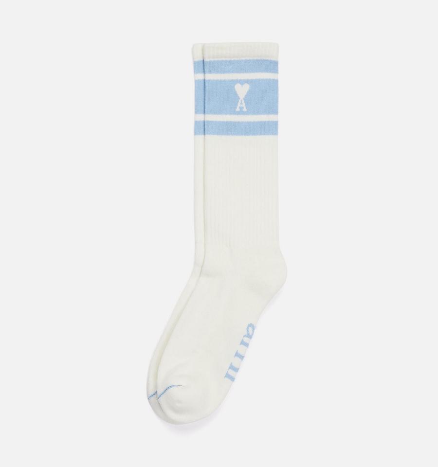 Blue Ami Paris Ami de Coeur Striped Socks | ami_IE117