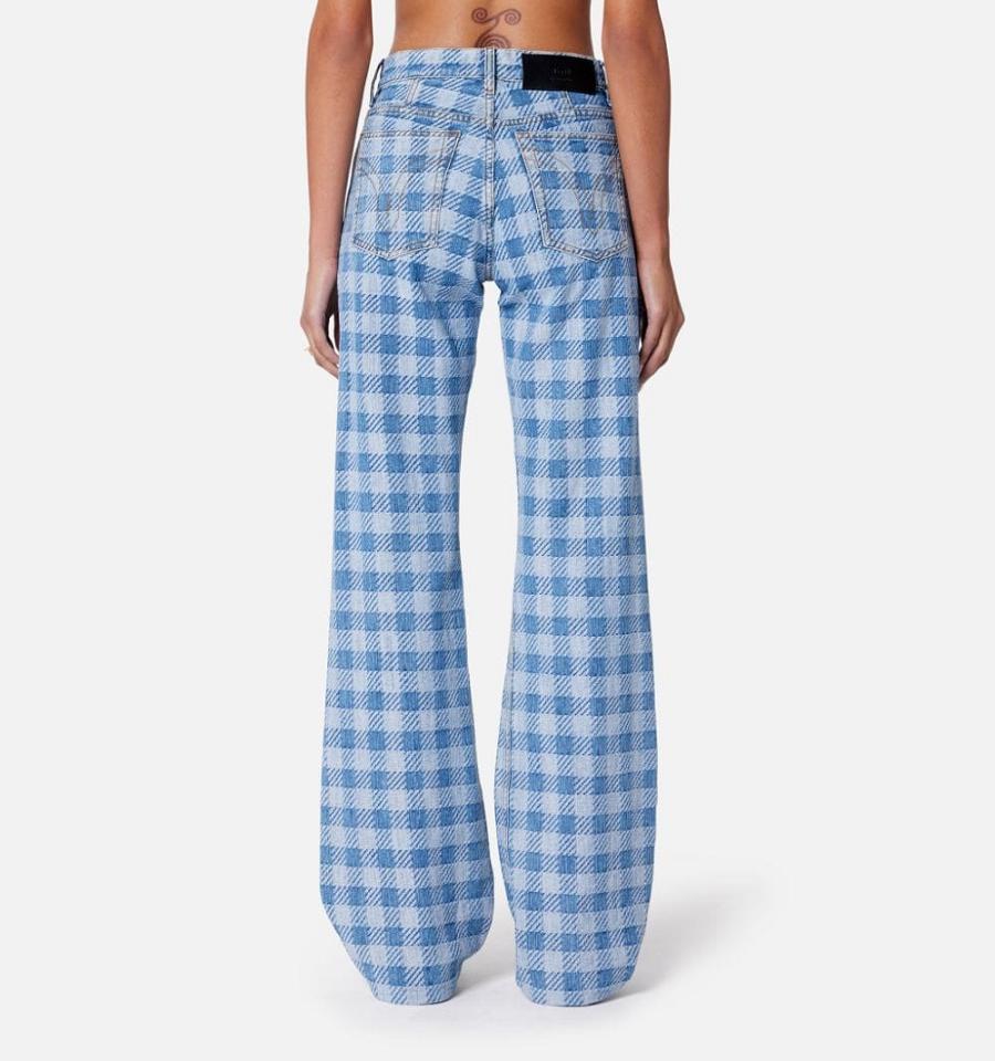 Blue Ami Paris Gingham Pattern Jacquard Jeans | ami_IE458