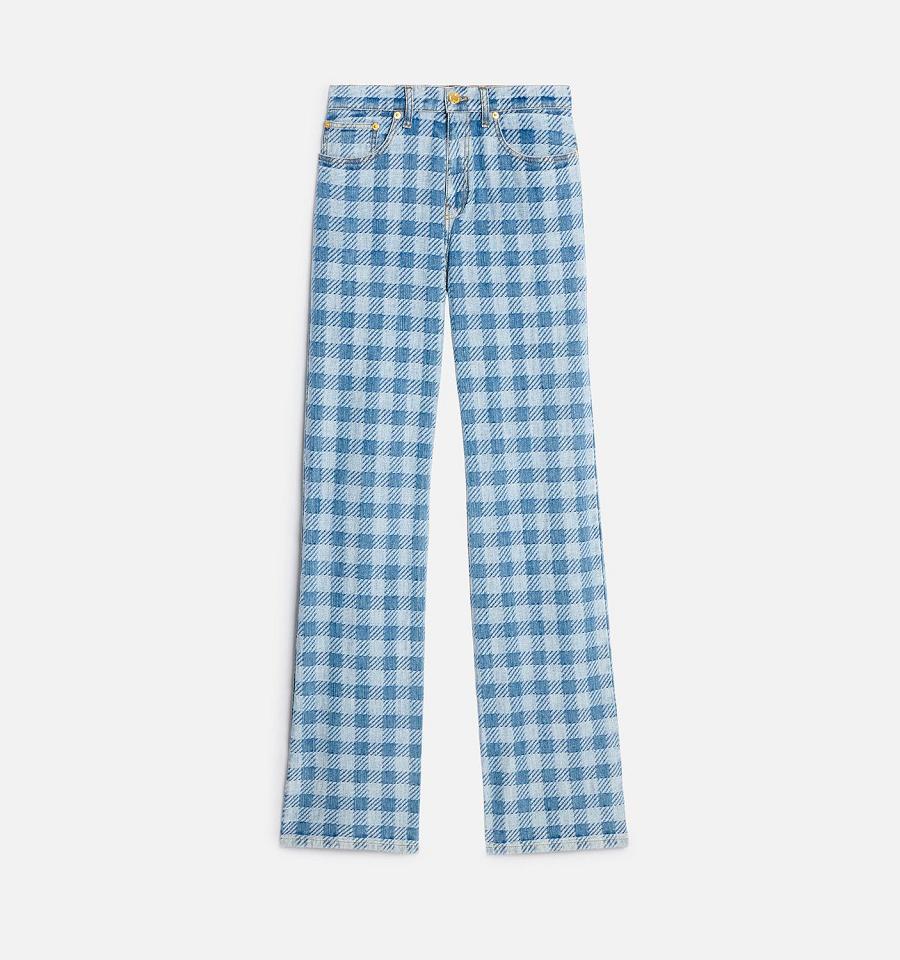 Blue Ami Paris Gingham Pattern Jacquard Jeans | ami_IE458