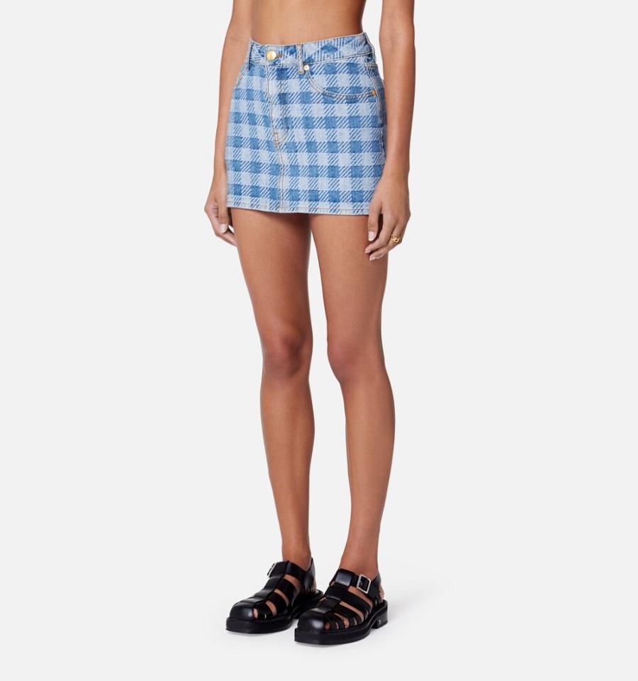 Blue Ami Paris Gingham Pattern Jacquard Mini Denim | ami_IE507